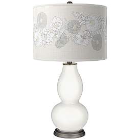 Image1 of Color Plus Double Gourd 29 1/2" Rose Bouquet Winter White Table Lamp