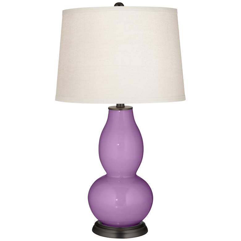 Image 2 Color Plus Double Gourd 29 1/2" White Shade African Violet Purple Lamp