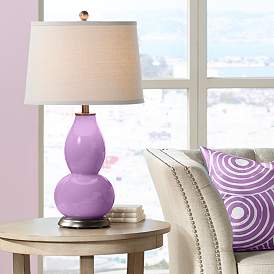 Image1 of Color Plus Double Gourd 29 1/2" White Shade African Violet Purple Lamp