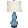 Color Plus Double Gourd 29 1/2" White Shade Secure Blue Table Lamp in scene
