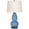 Color Plus Double Gourd 29 1/2" White Shade Secure Blue Table Lamp