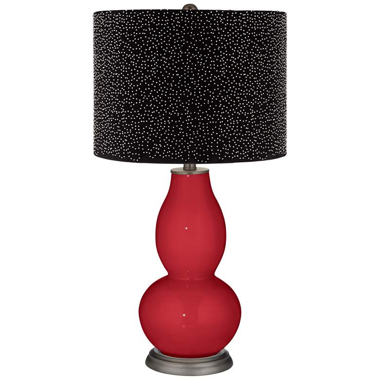 Image 1 Color Plus Double Gourd Designer Black Shade Ribbon Red Table Lamp