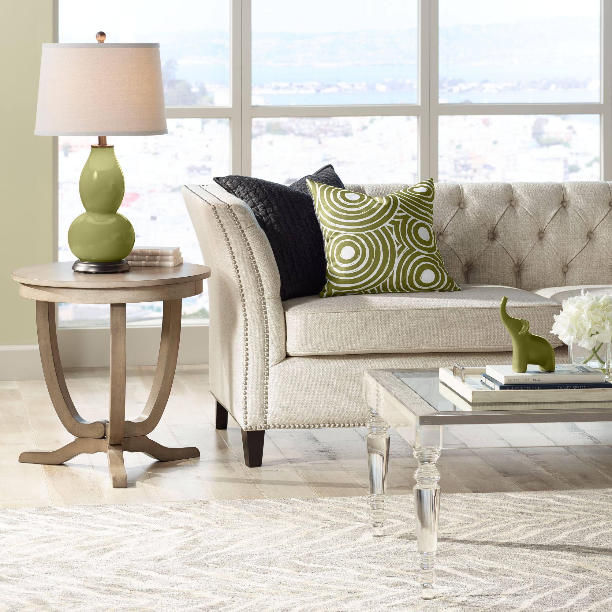 Image 3 Color Plus Double Gourd Modern Rural Green Table Lamp more views