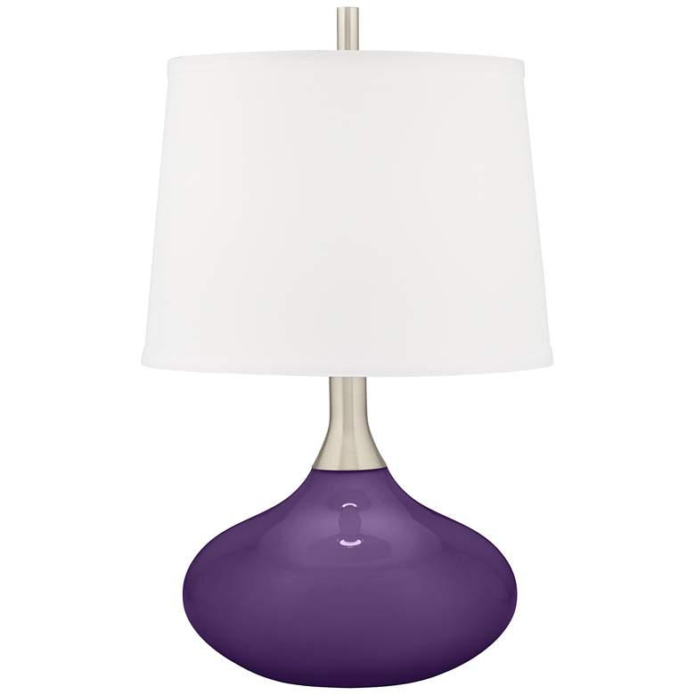 Image 1 Color Plus Felix 24 inch Acai Purple Glass Modern Table Lamp