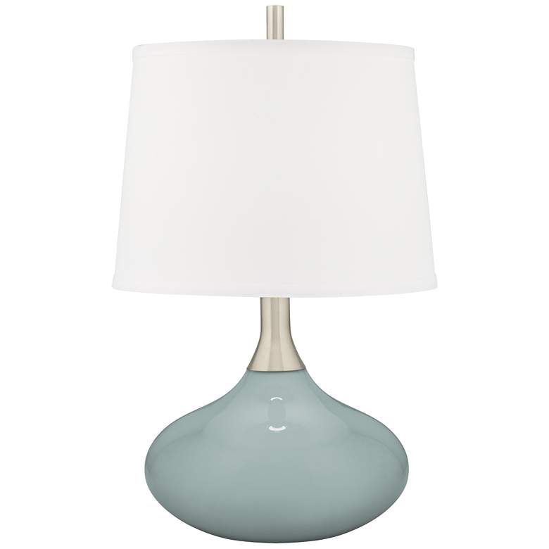 Image 2 Color Plus Felix 24" Aqua-Sphere Blue Table Lamp with USB Dimmer
