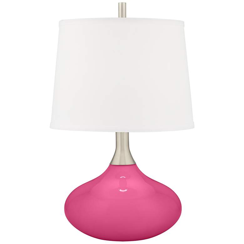 Image 2 Color Plus Felix 24 inch Blossom Pink Modern Table Lamp with USB Dimmer