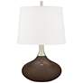 Color Plus Felix 24" Carafe Brown Modern Table Lamp with USB Dimmer