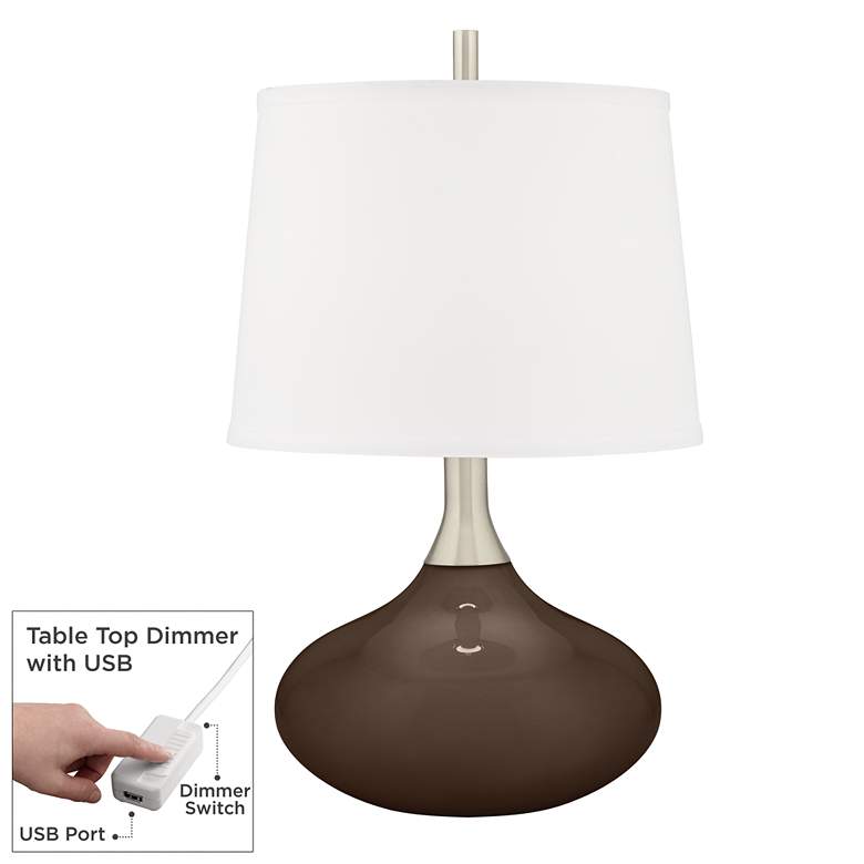 Image 1 Color Plus Felix 24" Carafe Brown Modern Table Lamp with USB Dimmer