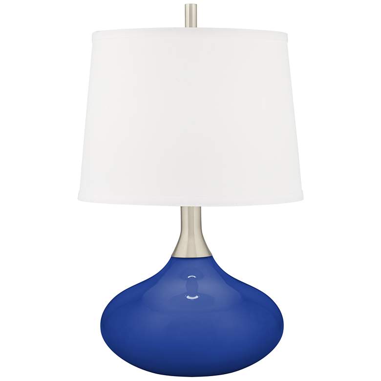 Image 2 Color Plus Felix 24" Dazzling Blue Modern Table Lamp with USB Dimmer
