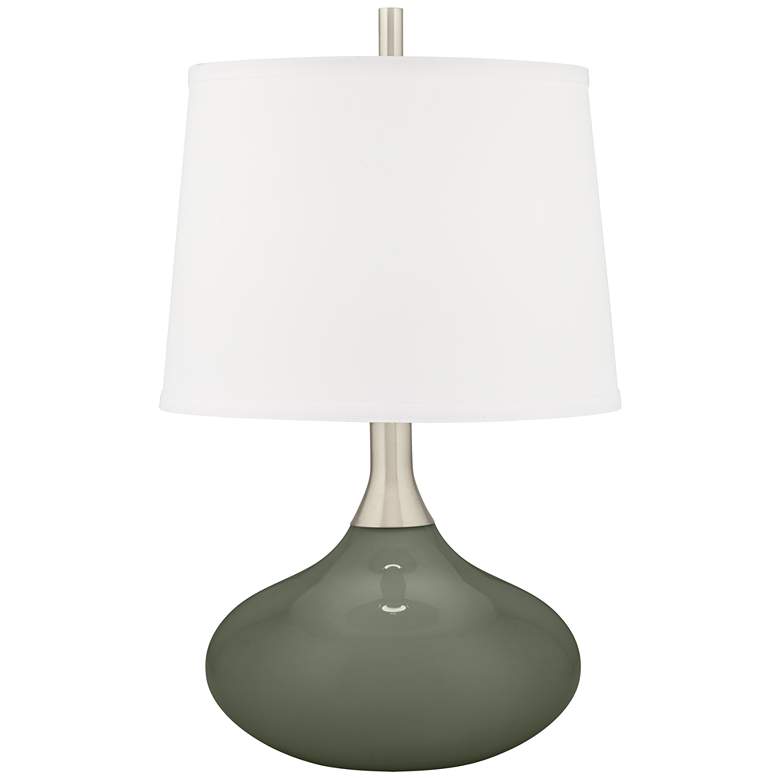 Image 2 Color Plus Felix 24" Deep Lichen Green Table Lamp with USB Dimmer