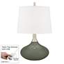 Color Plus Felix 24" Deep Lichen Green Table Lamp with USB Dimmer