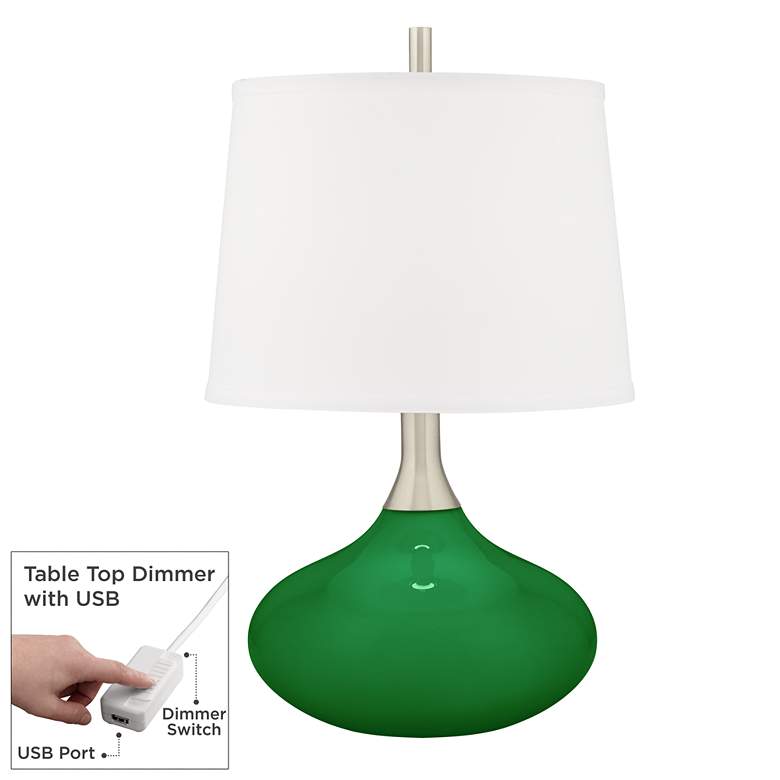 Image 1 Color Plus Felix 24" Envy Green Modern Table Lamp with USB Dimmer