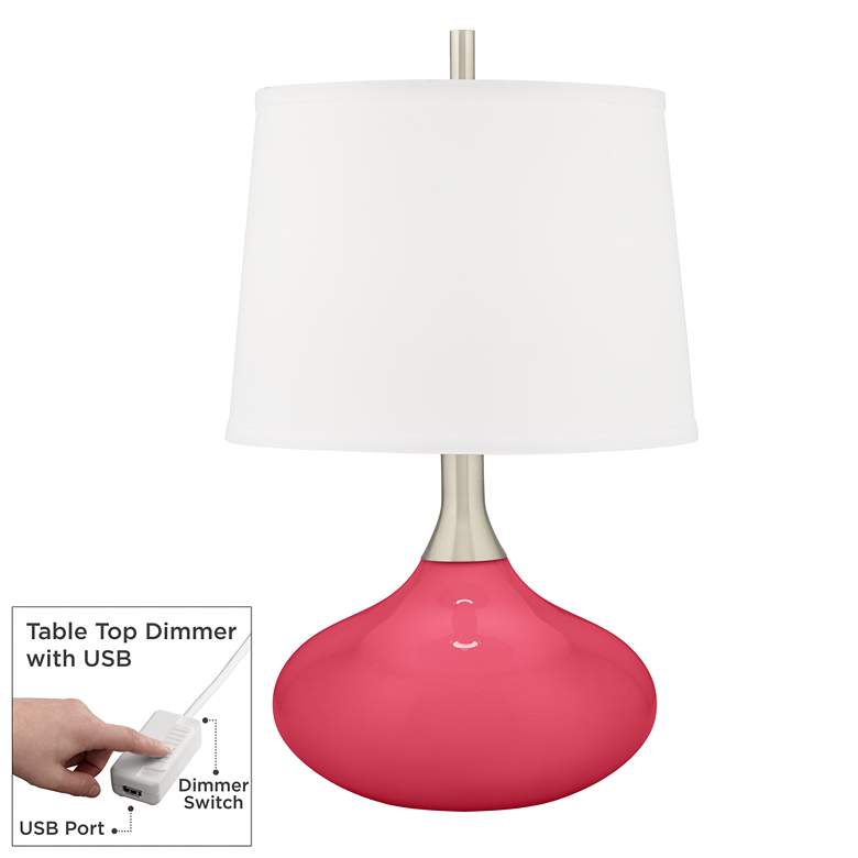 Image 1 Color Plus Felix 24" Eros Pink Modern Table Lamp with USB Dimmer