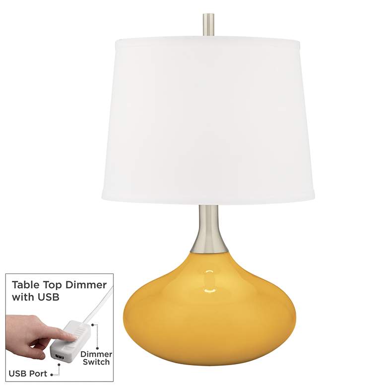 Image 1 Color Plus Felix 24" Goldenrod Yellow Table Lamp with USB Dimmer