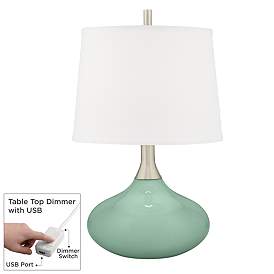 Image1 of Color Plus Felix 24" Grayed Jade Modern Table Lamp with USB Dimmer