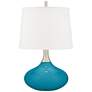 Color Plus Felix 24" High Caribbean Sea Blue Lamp with USB Dimmer