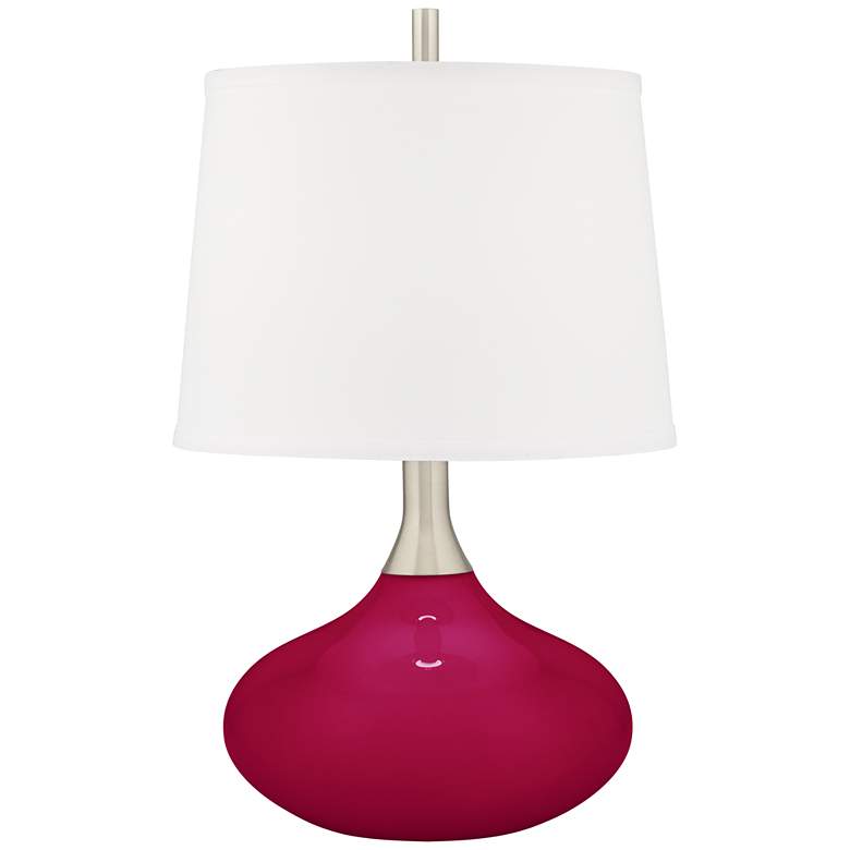 Image 1 Color Plus Felix 24 inch High French Burgundy Red Modern Table Lamp