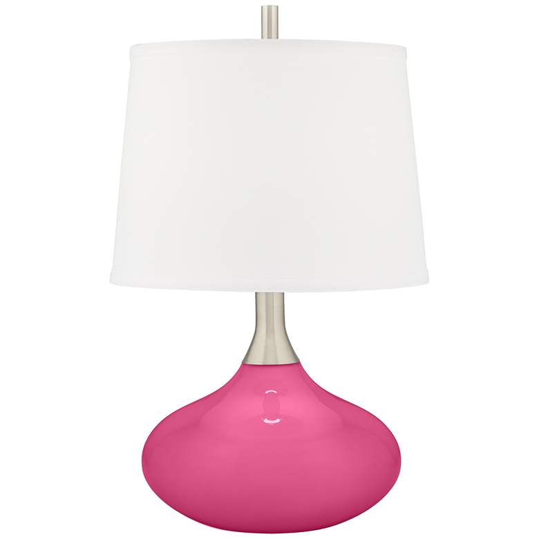 Image 1 Color Plus Felix 24 inch High Modern Glass Blossom Pink Table Lamp