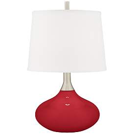 Image1 of Color Plus Felix 24" High Ribbon Red Modern Table Lamp