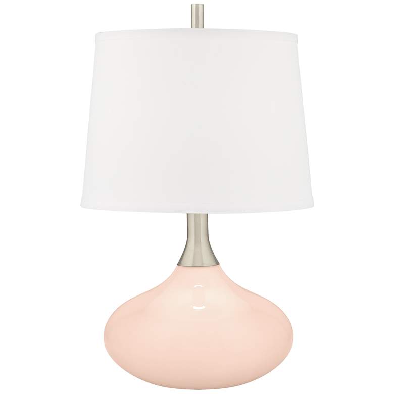 Image 2 Color Plus Felix 24" Linen Pink Modern Table Lamp with USB Dimmer