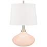 Color Plus Felix 24" Linen Pink Modern Table Lamp with USB Dimmer