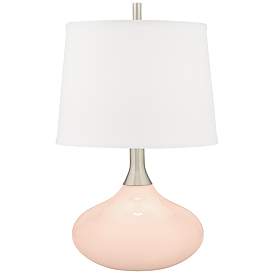 Image1 of Color Plus Felix 24" Linen Pink Modern Table Lamp
