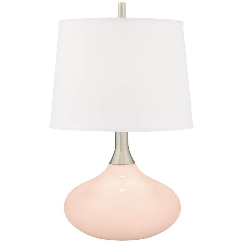 Image 1 Color Plus Felix 24 inch Linen Pink Modern Table Lamp