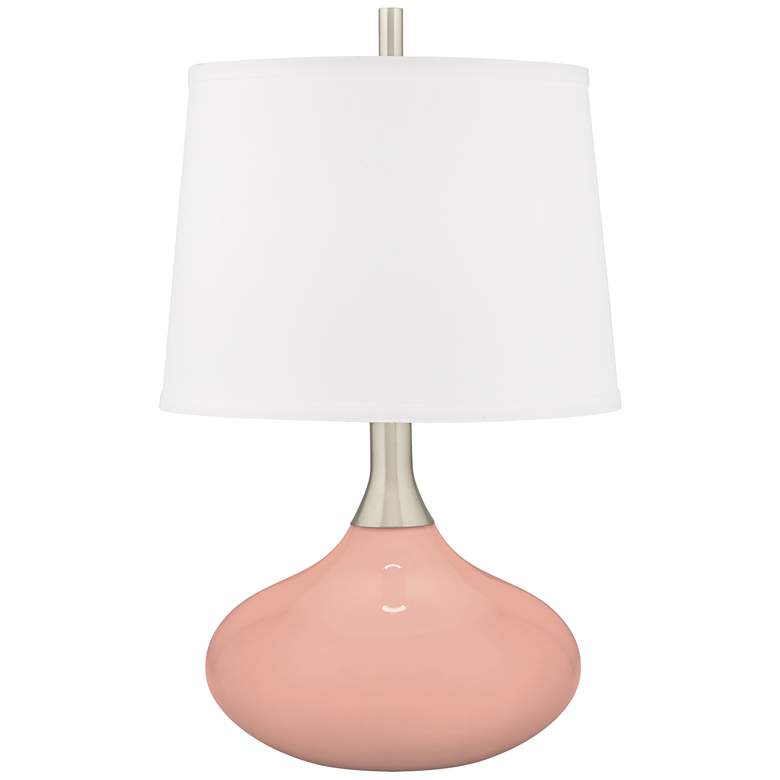 Image 2 Color Plus Felix 24" Mellow Coral Pink Table Lamp with USB Dimmer