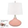 Color Plus Felix 24" Mellow Coral Pink Table Lamp with USB Dimmer