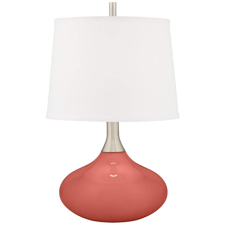 Image 2 Color Plus Felix 24" Modern Coral Reef Pink Table Lamp with USB Dimmer