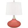 Color Plus Felix 24" Modern Coral Reef Pink Table Lamp with USB Dimmer