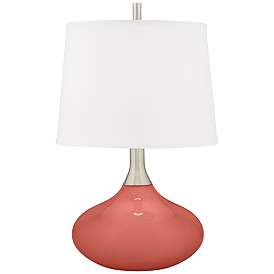 Image1 of Color Plus Felix 24" Modern Coral Reef Pink Table Lamp