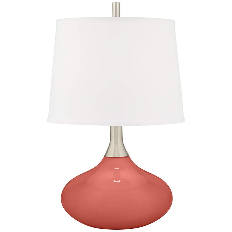 Image 1 Color Plus Felix 24 inch Modern Coral Reef Pink Table Lamp