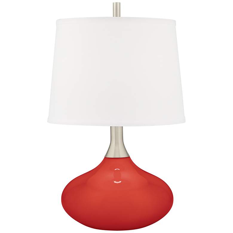 Image 1 Color Plus Felix 24 inch Modern Glass Cherry Tomato Red Table Lamp