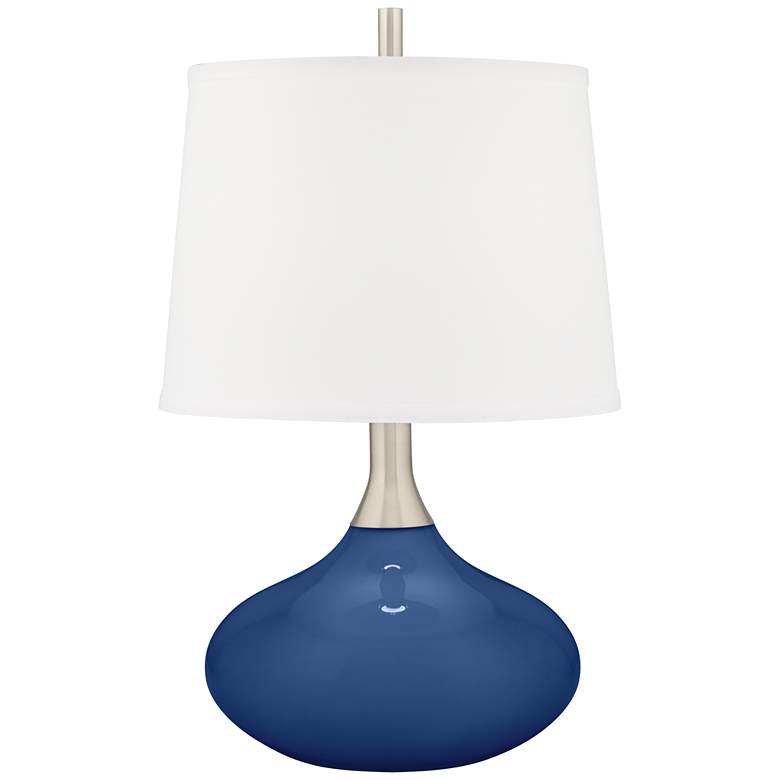 Image 1 Color Plus Felix 24 inch Modern Glass Monaco Blue Table Lamp