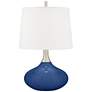 Color Plus Felix 24" Modern Glass Monaco Blue Table Lamp