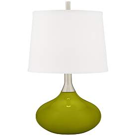 Image1 of Color Plus Felix 24" Modern Glass Olive Green Table Lamp