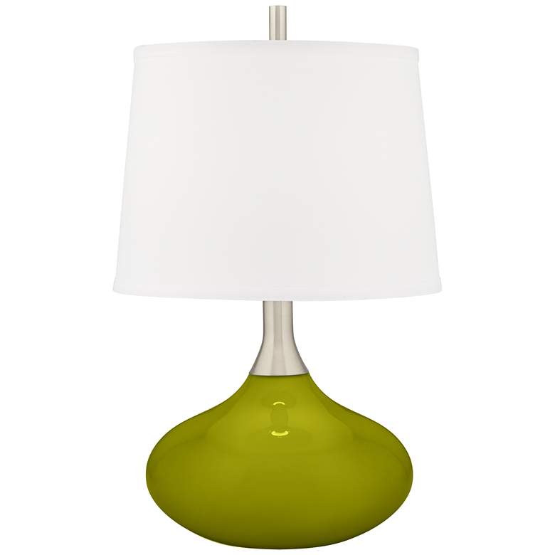 Image 1 Color Plus Felix 24" Modern Glass Olive Green Table Lamp
