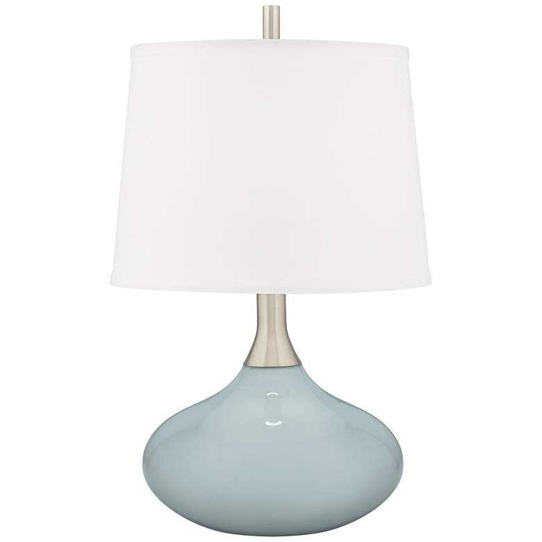 Image 1 Color Plus Felix 24" Modern Glass Rain Blue Table Lamp