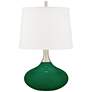 Color Plus Felix 24" Modern Greens Glass Table Lamp with USB Dimmer