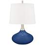 Color Plus Felix 24" Modern Monaco Blue Table Lamp with Dimmer