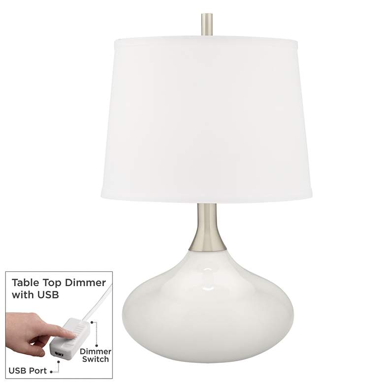 Image 1 Color Plus Felix 24 inch Modern Winter White Table Lamp with Dimmer