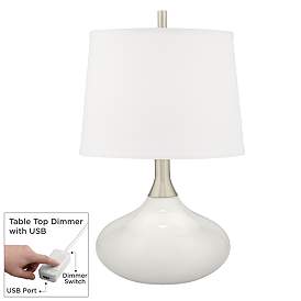 Image1 of Color Plus Felix 24" Modern Winter White Table Lamp with USB Dimmer