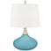 Color Plus Felix 24" Nautilus Blue Modern Table Lamp with USB Dimmer