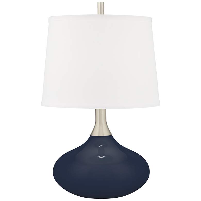 Image 2 Color Plus Felix 24 inch Naval Blue Modern Table Lamp with USB Dimmer