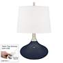 Color Plus Felix 24" Naval Blue Modern Table Lamp with USB Dimmer