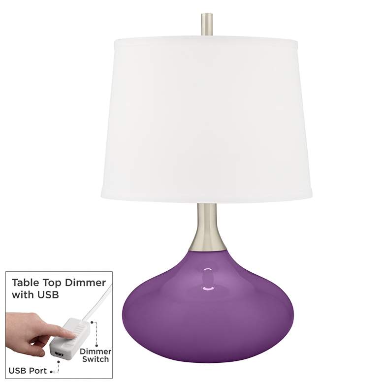 Image 1 Color Plus Felix 24 inch Passionate Purple Modern Table Lamp with Dimmer
