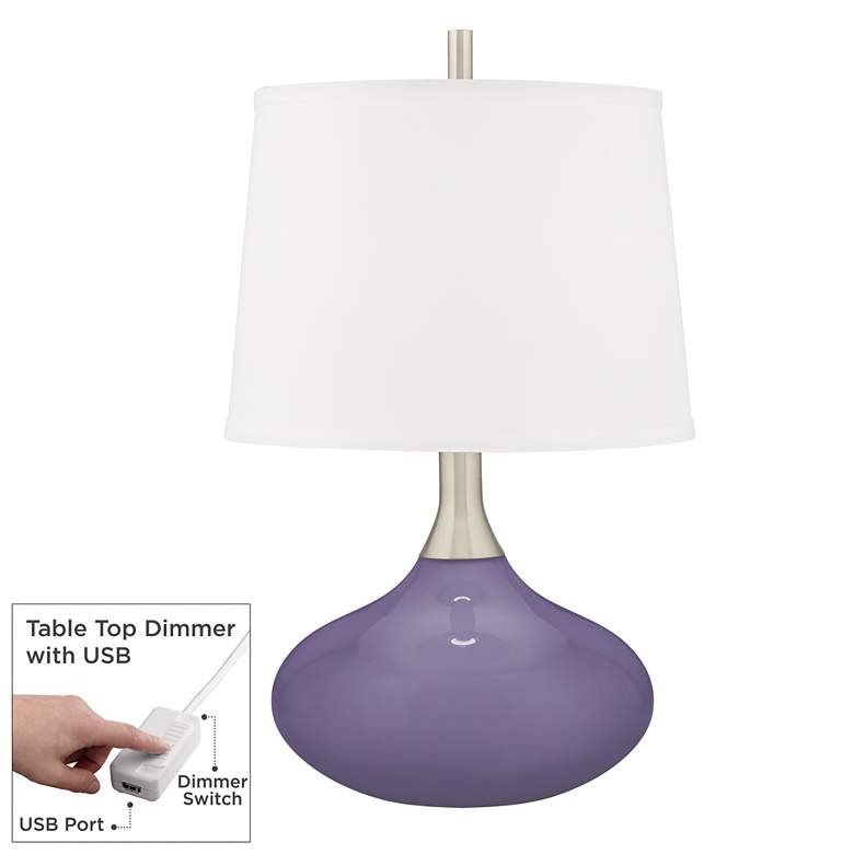 Image 1 Color Plus Felix 24" Purple Haze Modern Table Lamp with USB Dimmer