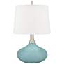 Color Plus Felix 24" Raindrop Blue Modern Table Lamp with USB Dimmer