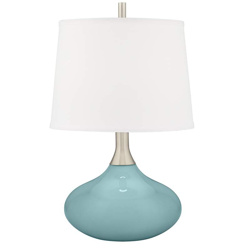 Image 1 Color Plus Felix 24 inch Raindrop Blue Modern Table Lamp